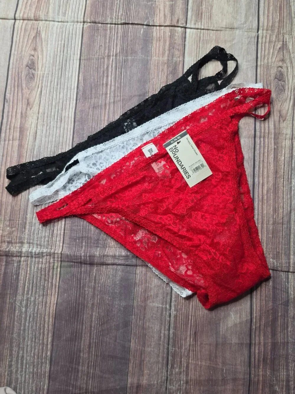 5/$15 NoBo Red Black White Lace Underwear Panties